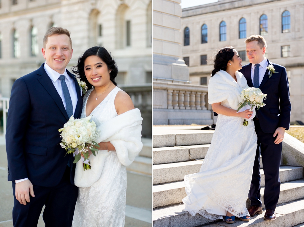 wedding portraits on the Bergen County Courthouse steps