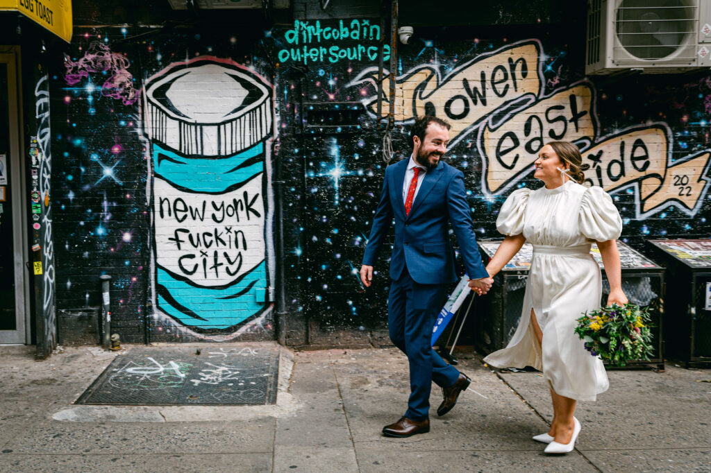 Lower East Side is a great spot for wedding portraits.
