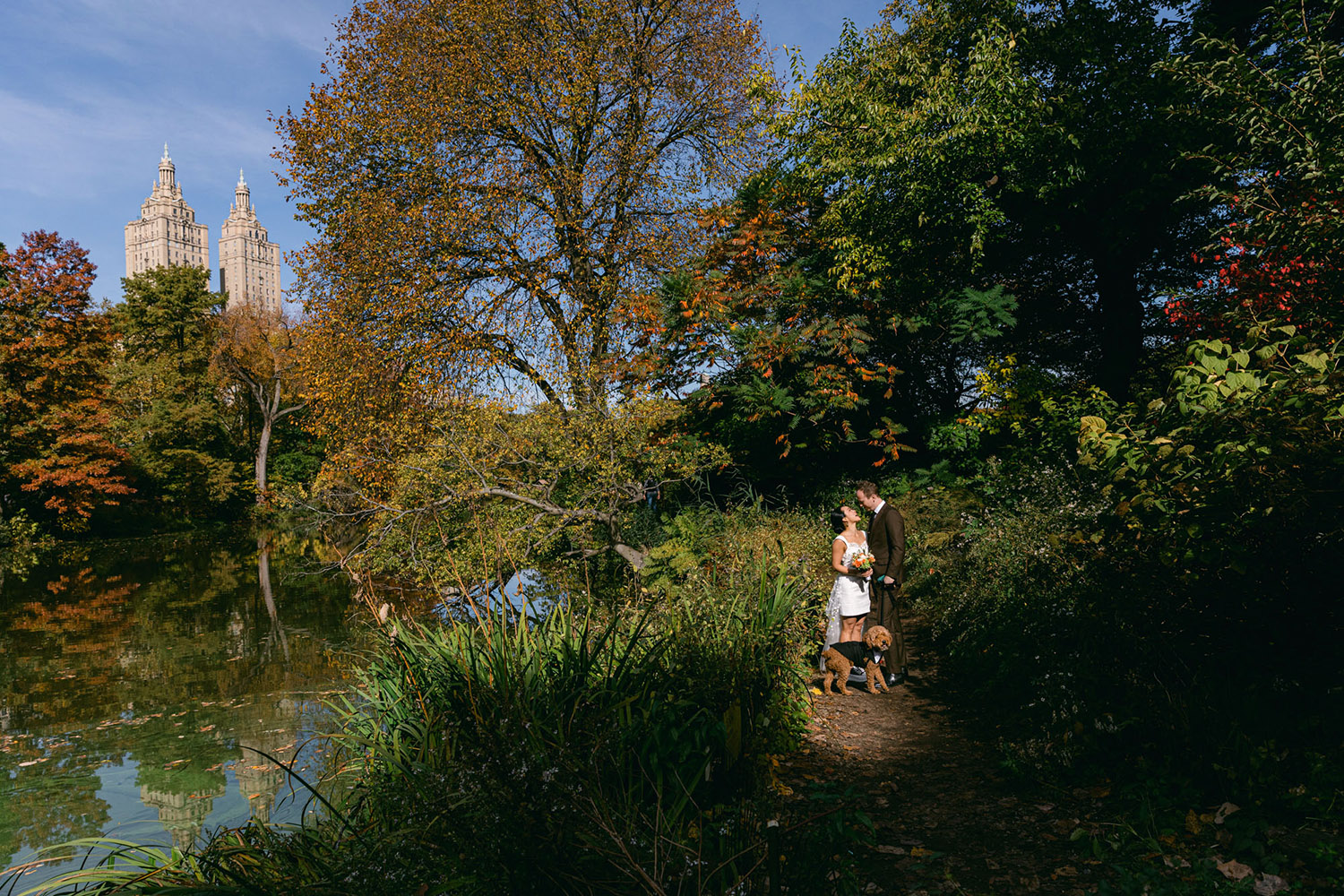 On couple on the path at Wagner Cover in fall.